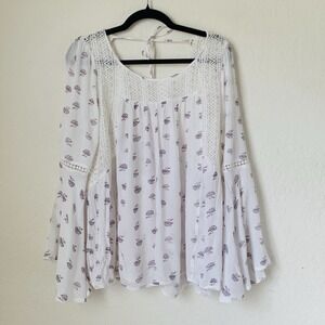 En Creme Blouse Women S White Flare Bell Sleeve Boho Festival Hippie Peasant